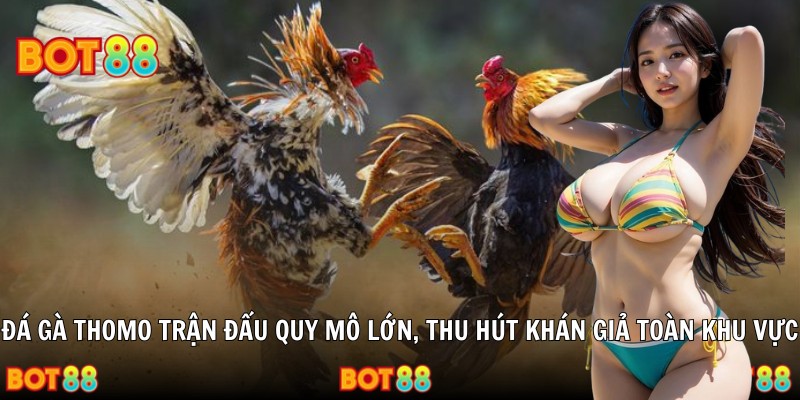 Đá gà thomo trận đấu quy mô lớn, thu hút khán giả toàn khu vực